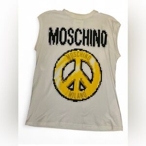 Moschino White Short Sleeve The Sims Edition Pixel Peace Tank Top Men Size M